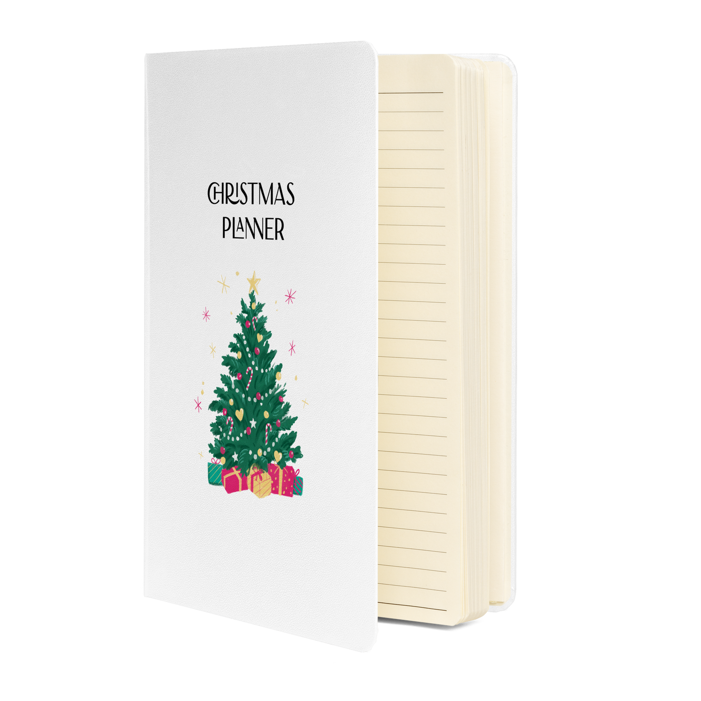 Festive Planner Notebook, Holiday Organizer Hardcover Journal with Ribbon Marker and Pocket
