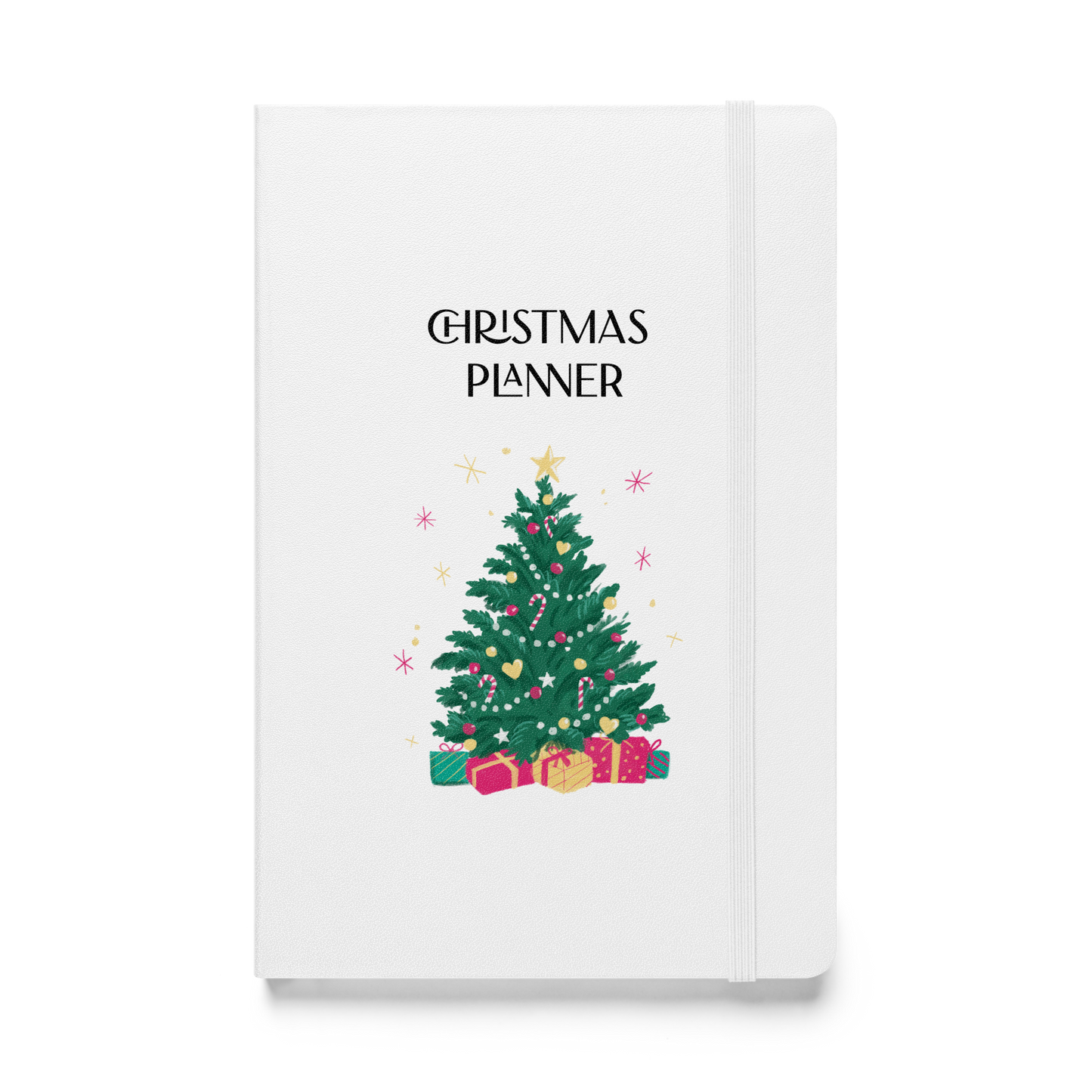 Festive Planner Notebook, Holiday Organizer Hardcover Journal with Ribbon Marker and Pocket