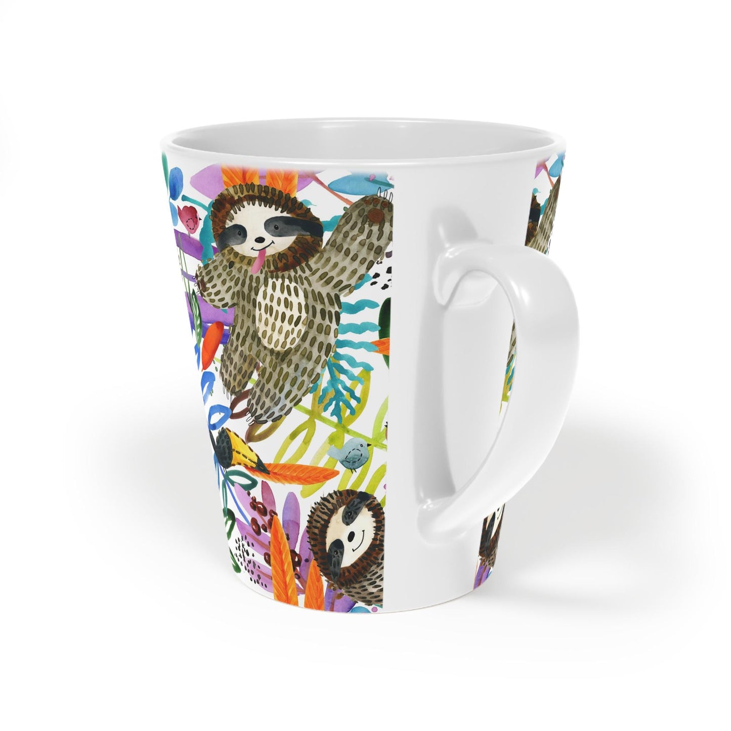 Sloth Lover Latte Mug 12oz, Tropical Mug for Coffee Lovers and Tea Enthusiasts