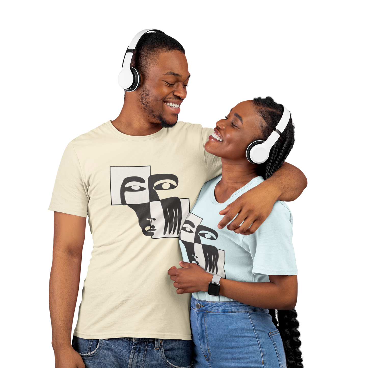 Abstract Face Cubism Shirt | Unisex Heavyweight Tee