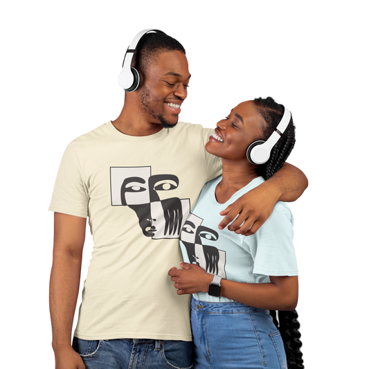 Abstract Face Cubism Shirt | Unisex Heavyweight Tee