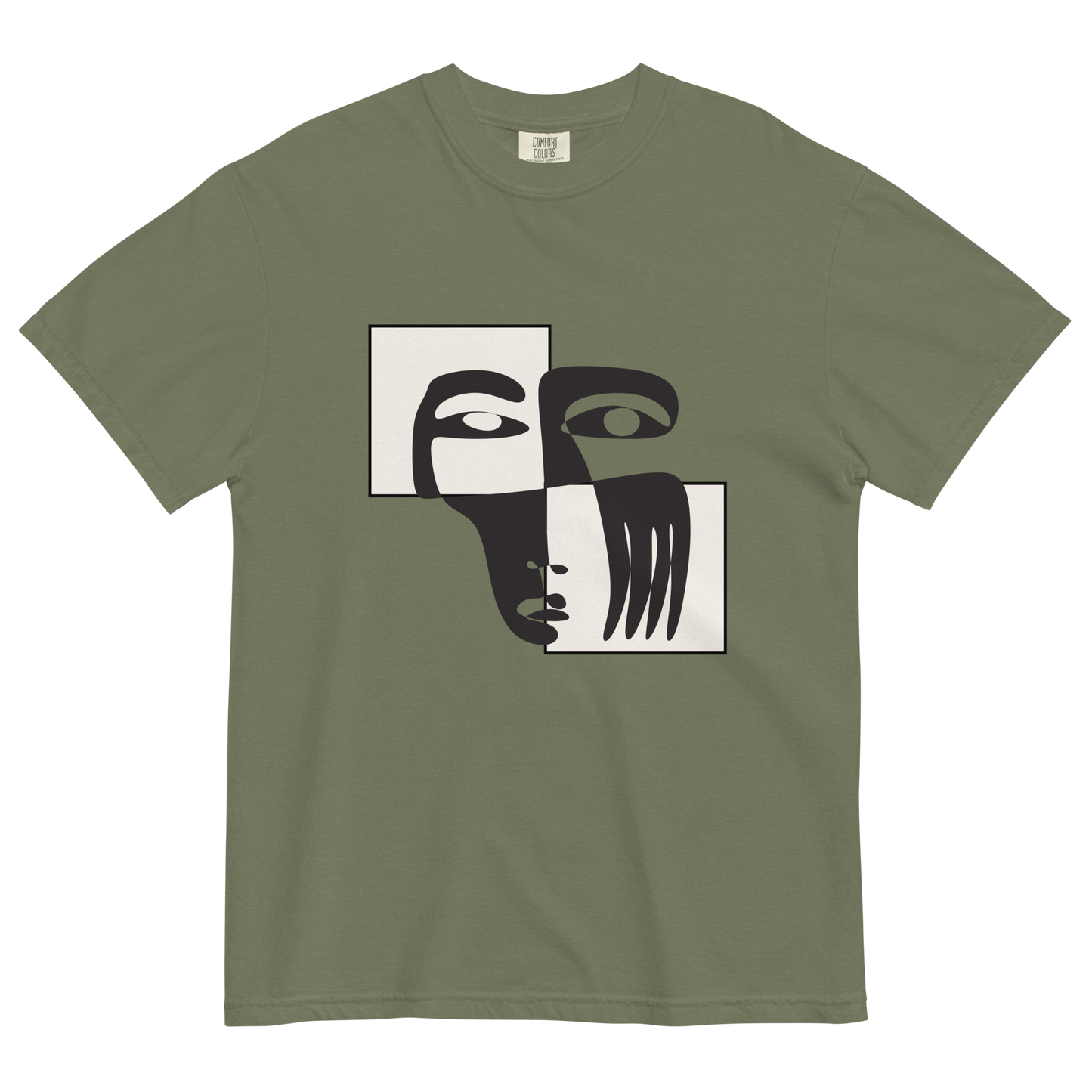 Abstract Face Cubism Shirt | Unisex Heavyweight Tee