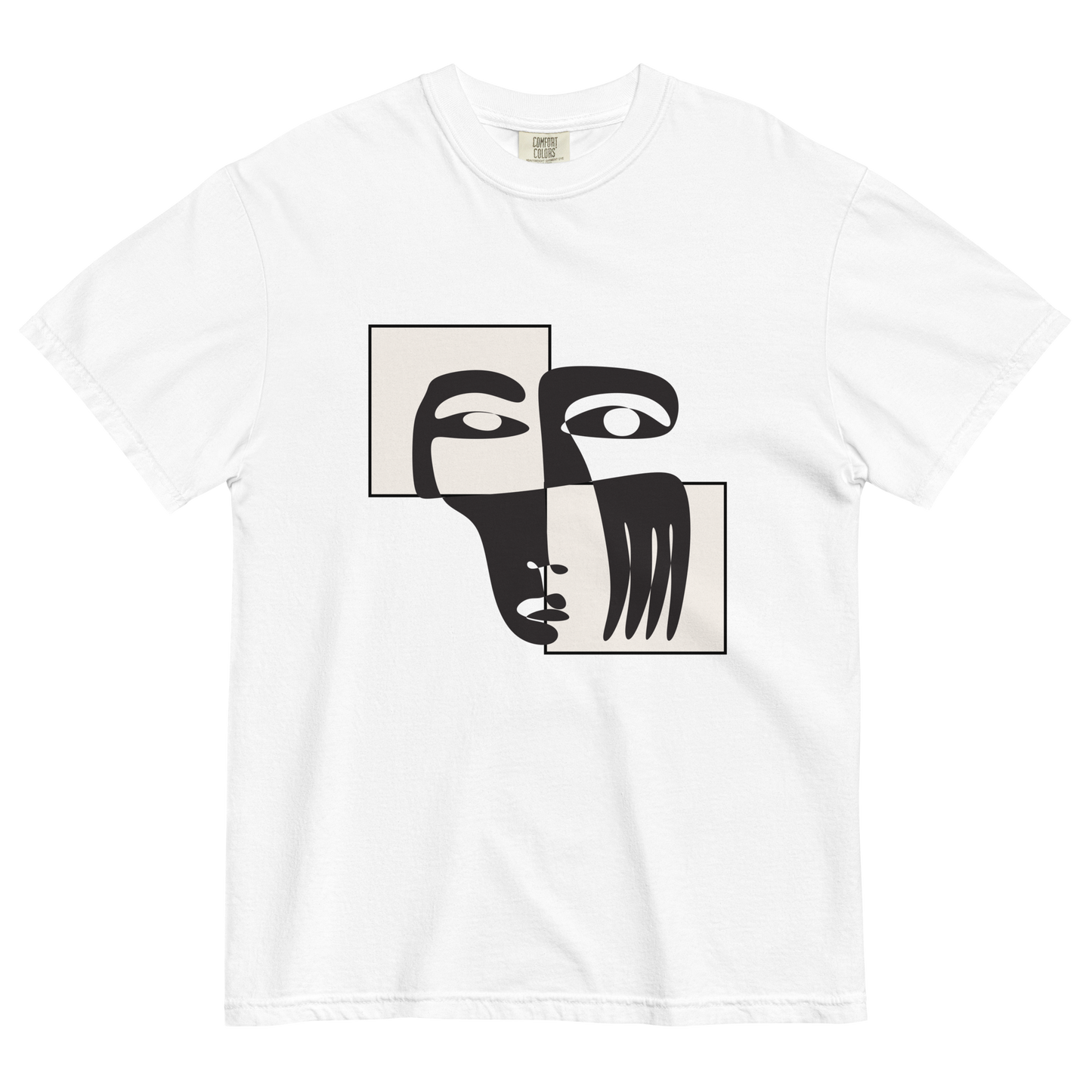 Abstract Face Cubism Shirt | Unisex Heavyweight Tee