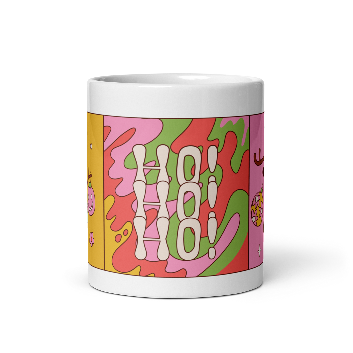 Festive Christmas Ceramic Mug, Retro Holiday Coffee Cup, Festive Drinkware