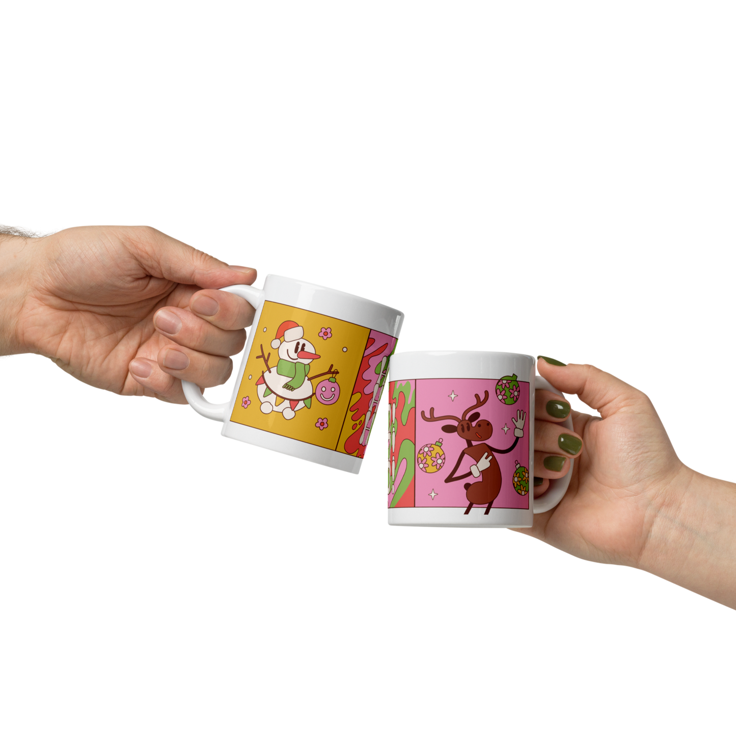 Festive Christmas Ceramic Mug, Retro Holiday Coffee Cup, Festive Drinkware