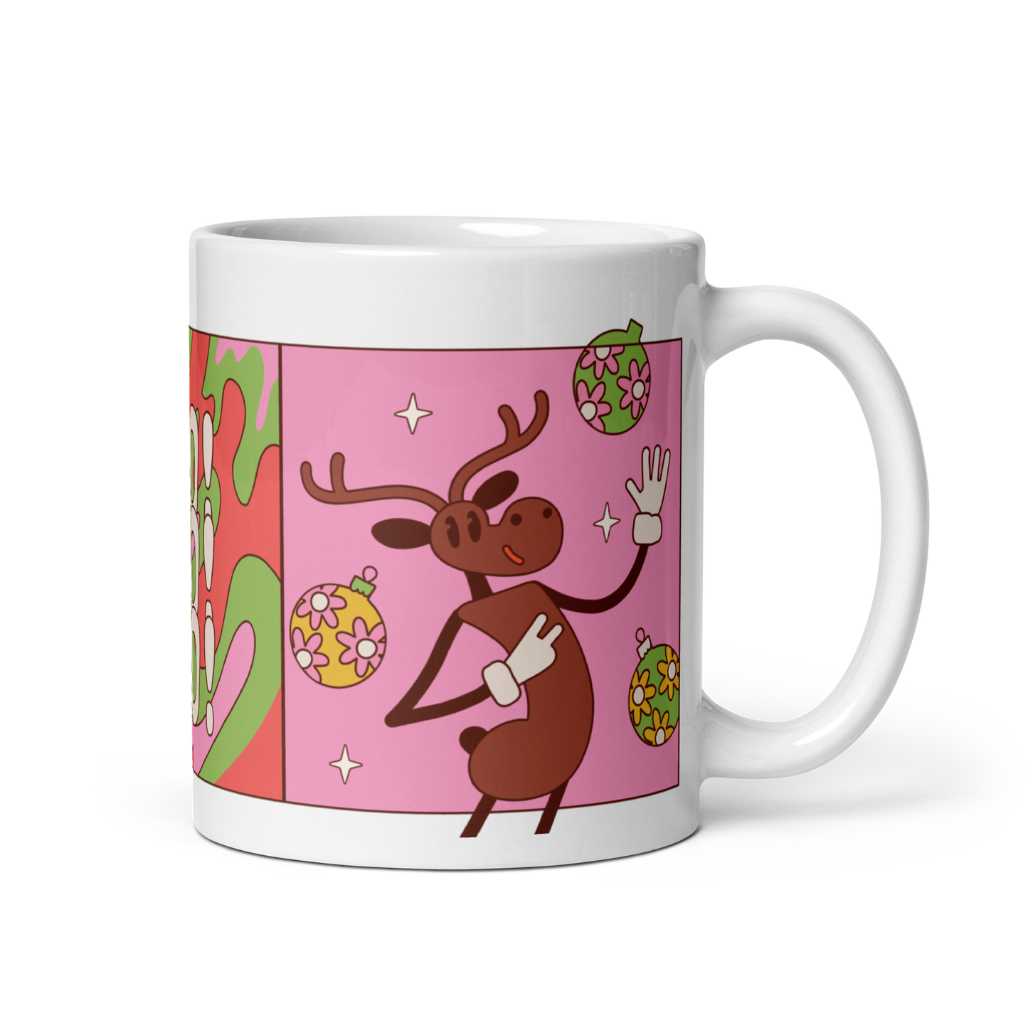 Festive Christmas Ceramic Mug, Retro Holiday Coffee Cup, Festive Drinkware
