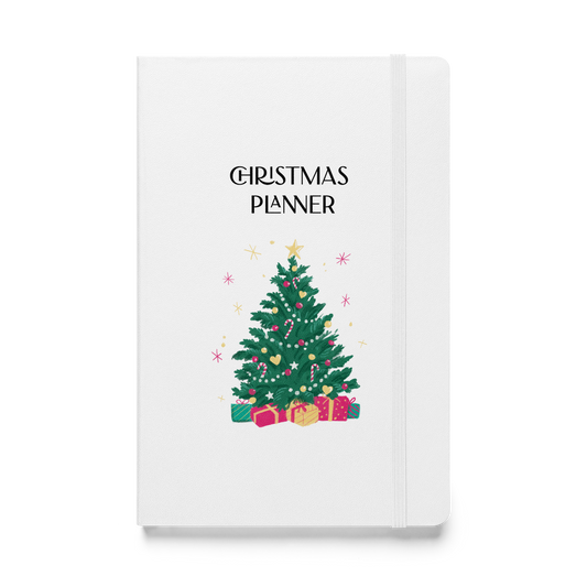 Festive Planner Notebook, Holiday Organizer Hardcover Journal with Ribbon Marker and Pocket