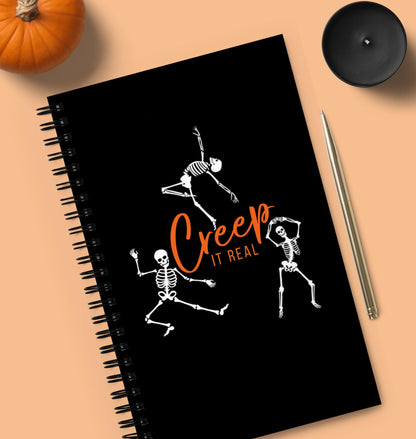 Skeleton Notebook, Spooky Spiral Notebook, Dancing Skeleton, Spooky Stationery