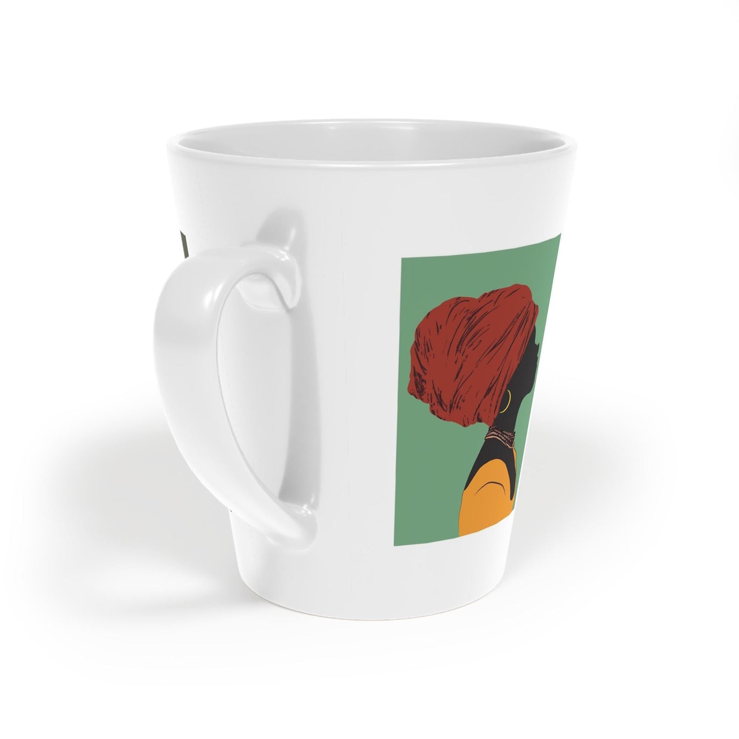 African Headwrap Latte Mug 12oz, Black Woman Art, African American Mug