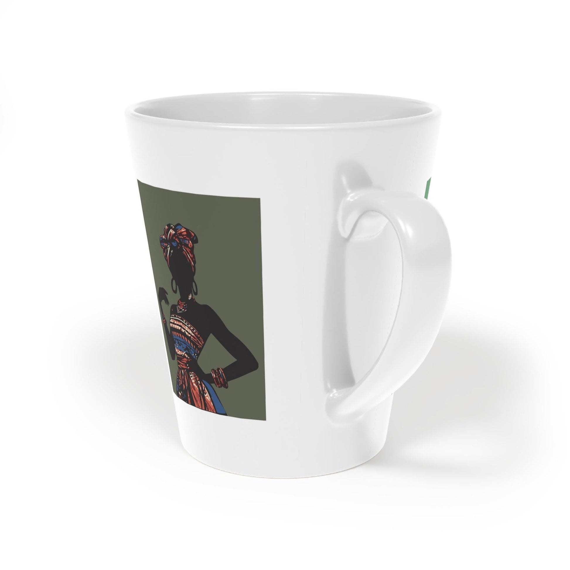 African Headwrap Latte Mug 12oz, Black Woman Art, African American Mug