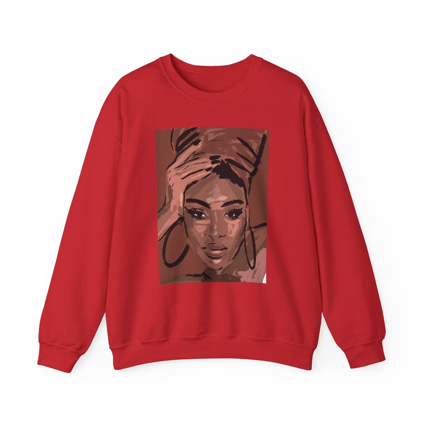 Black Woman Crewneck Sweatshirt, Natural Hair Headwraps , Vintage African American, 90's Woman, Brown Girl Art