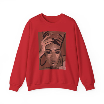 Black Woman Crewneck Sweatshirt, Natural Hair Headwraps , Vintage African American, 90's Woman, Brown Girl Art