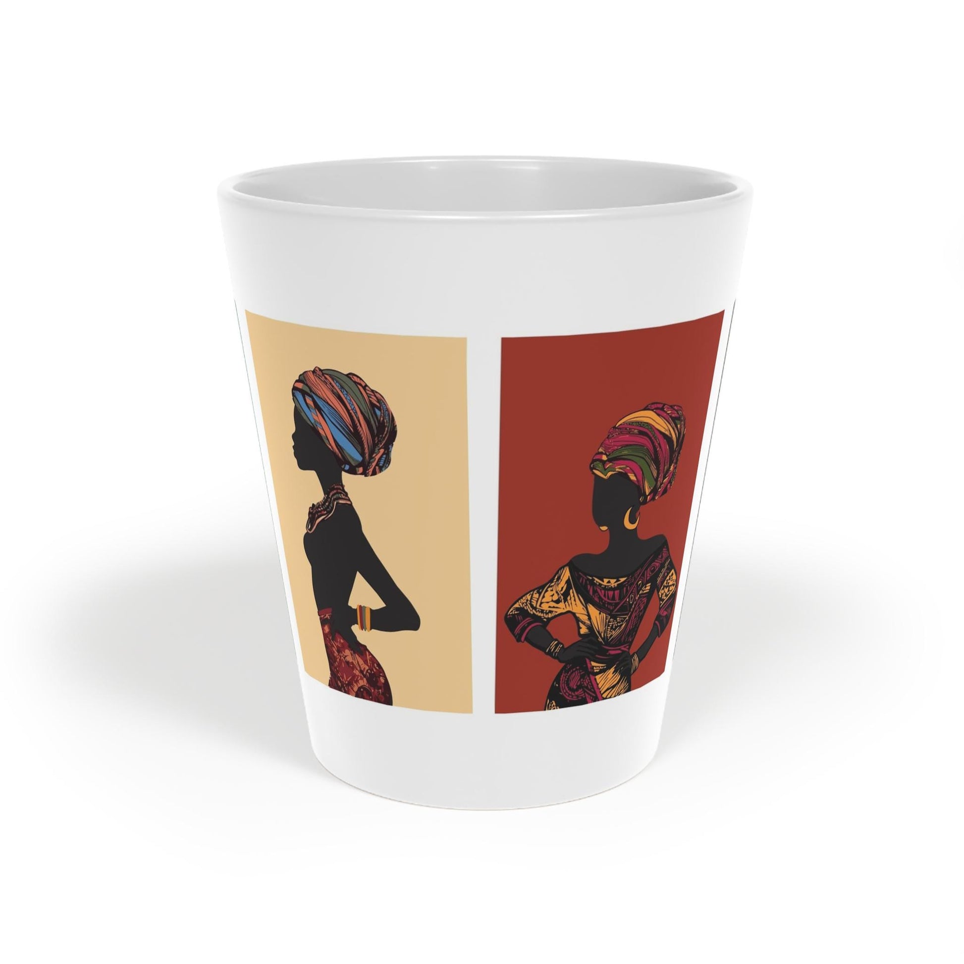 African Headwrap Latte Mug 12oz, Black Woman Art, African American Mug