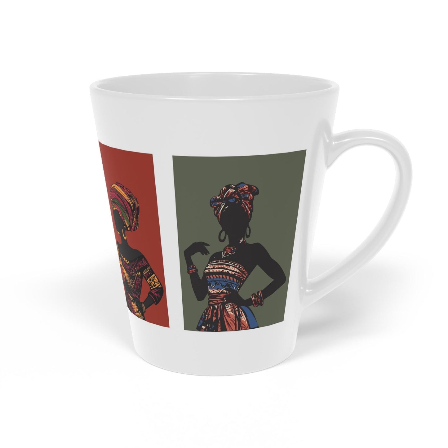 African Headwrap Latte Mug 12oz, Black Woman Art, African American Mug