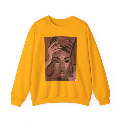 Black Woman Crewneck Sweatshirt, Natural Hair Headwraps , Vintage African American, 90's Woman, Brown Girl Art