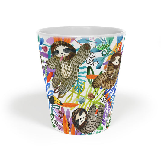 Sloth Lover Latte Mug 12oz, Tropical Mug for Coffee Lovers and Tea Enthusiasts