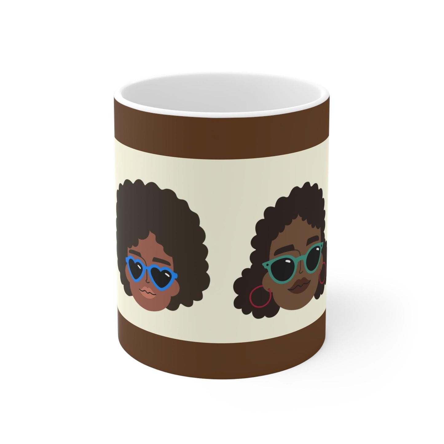 Funky Afro-Chic Ceramic Mugs, Perfect Gift for Coffee Lovers, Melanin Ladies with Natural Hairstyles, Fashionista Tea Lover