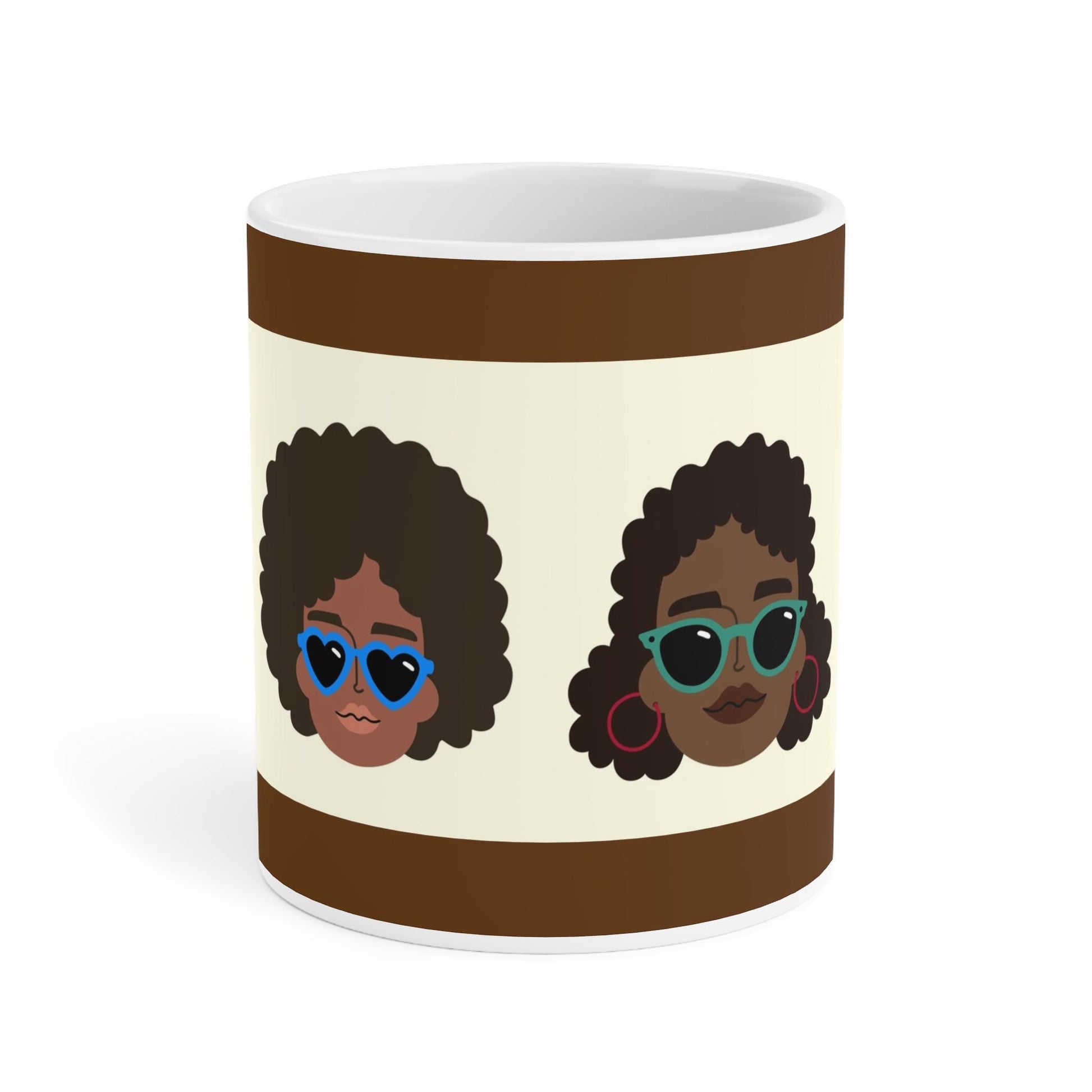 Funky Afro-Chic Ceramic Mugs, Perfect Gift for Coffee Lovers, Melanin Ladies with Natural Hairstyles, Fashionista Tea Lover