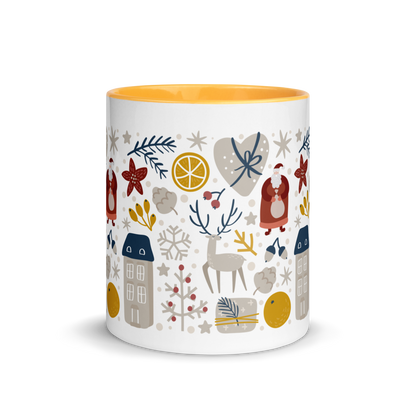 Festive Christmas Ceramic Mug, Seasonal Mug with color inside