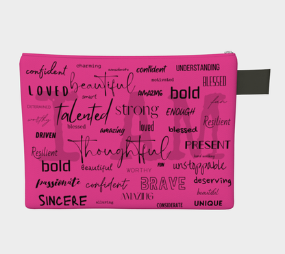 Affirmations Zipper Pouch - Hot Pink