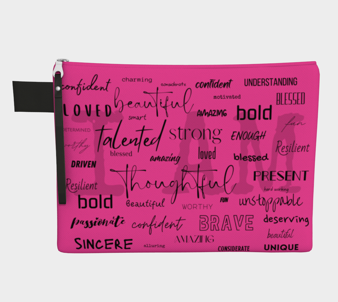 Affirmations Zipper Pouch - Hot Pink