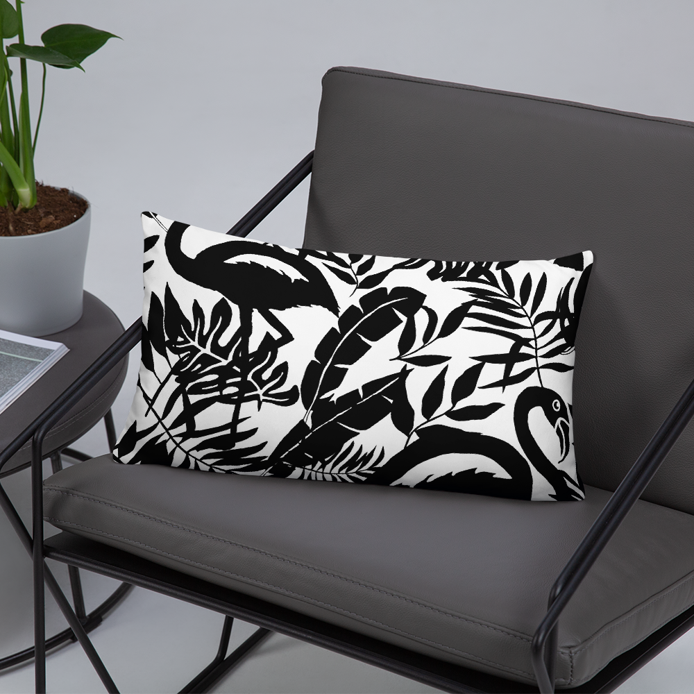 Black and white flamingo decorative pillowcase