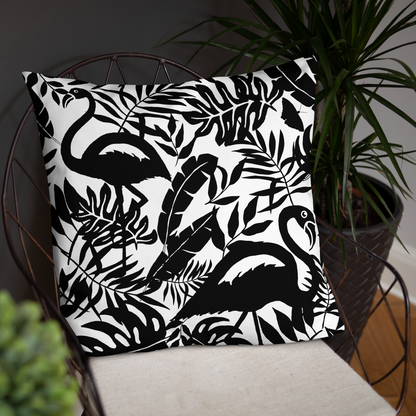 Black and white flamingo decorative pillowcase