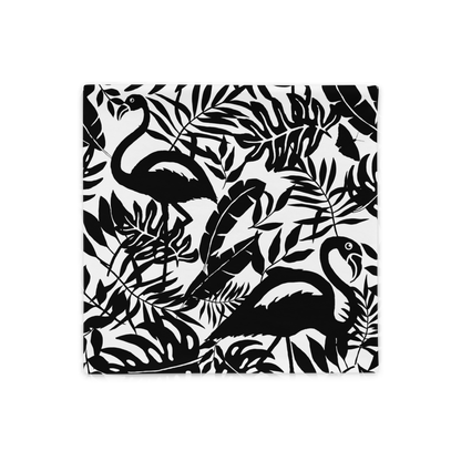 Black and white flamingo decorative pillowcase