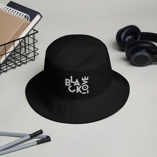 Black Love Embroidered Bucket Hat