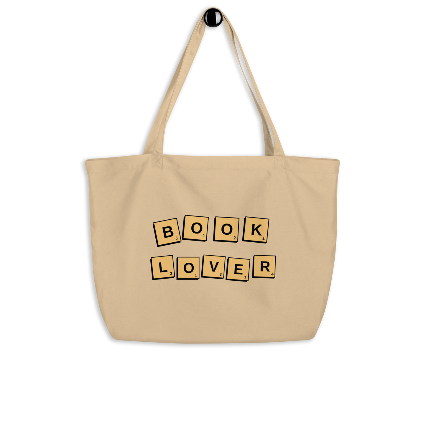 Book lover tiles large organic tote bag