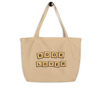 Book lover tiles large organic tote bag